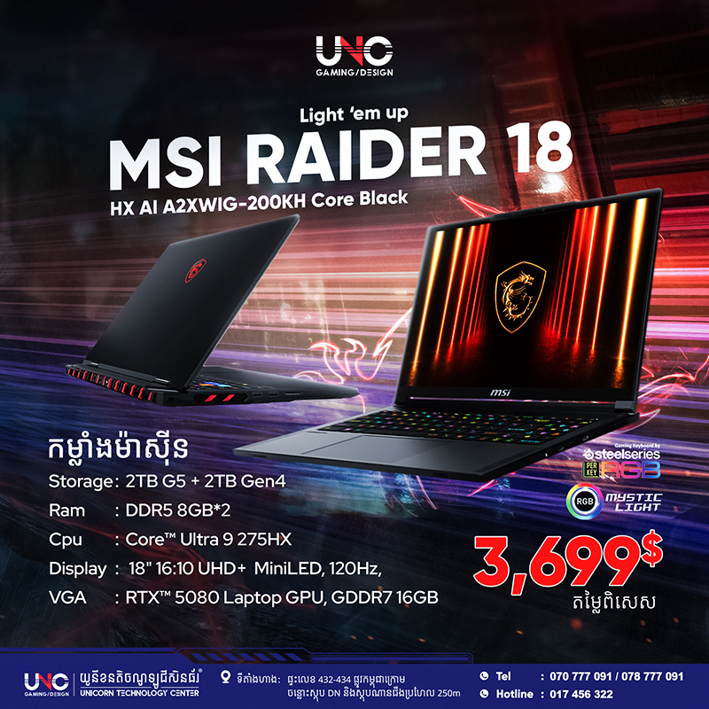 MSI Raider 18 HX AI A2XWIG-200KH Core Black