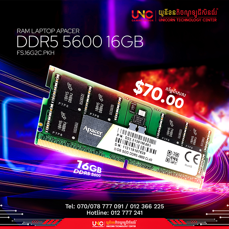 RAM LAPTOP APACER DDR5 5600 16GB ( FS.16G2C.PKH )