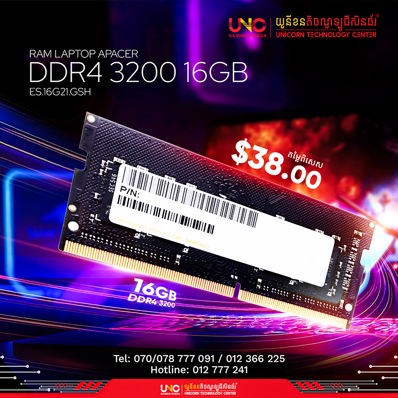 RAM LAPTOP APACER DDR4 3200 16GB ( ES.16G21.GSH )